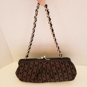Fossil Initial Handbag with Kiss Lock and Leather Chain Strap